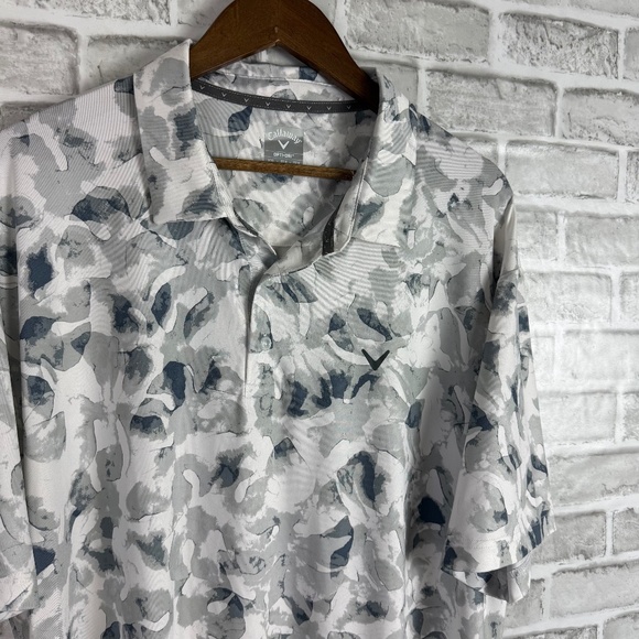 Callaway Opti-Dri Shadow Leaf Print Performance Golf Polo Mens 2XL Stretch - Picture 1 of 7